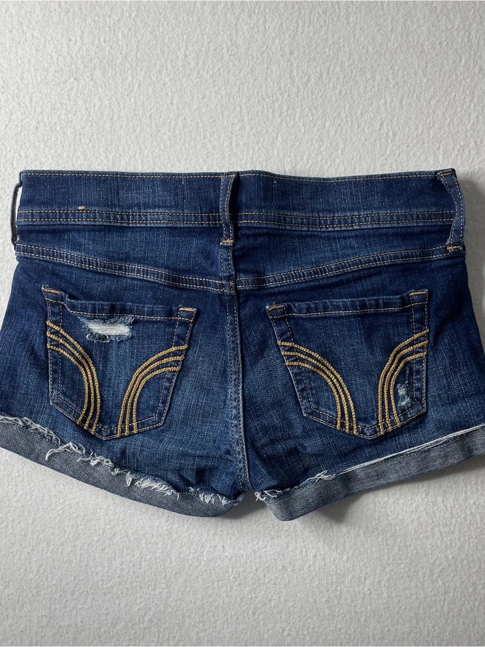 Hollister Low Rise Mini Shorts Women's Size 24 Y2K Distressed Denim Indie Sleaze